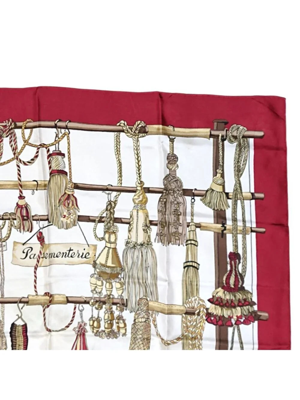 Hermes Carre 90 Passementerie Tassel Silk Scarf